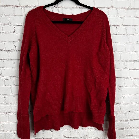 J. Crew Sweaters - J.Crew H3911 V-Neck Super Soft Yarn Hi-Lo Sweater Rust Womens Size L